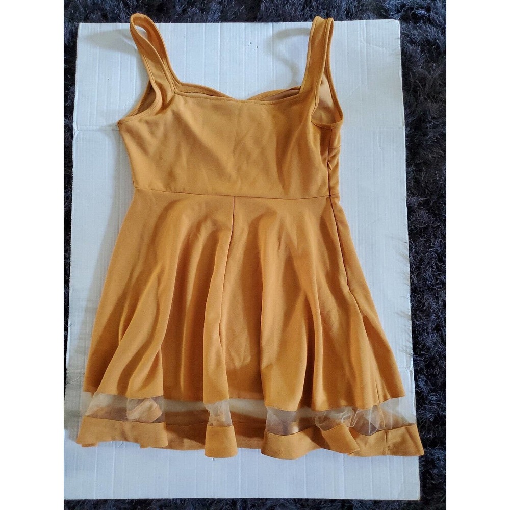 Shein Women's Gold Buttons Sheer Hem Accent A-Line Knee Length Sundress 1XL - Picture 6 of 11